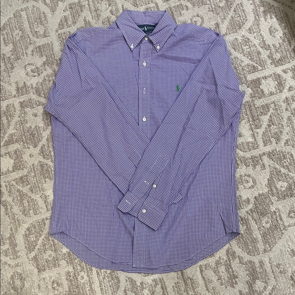 Ralph Lauren Purple Check Button-Down Dress Shirt